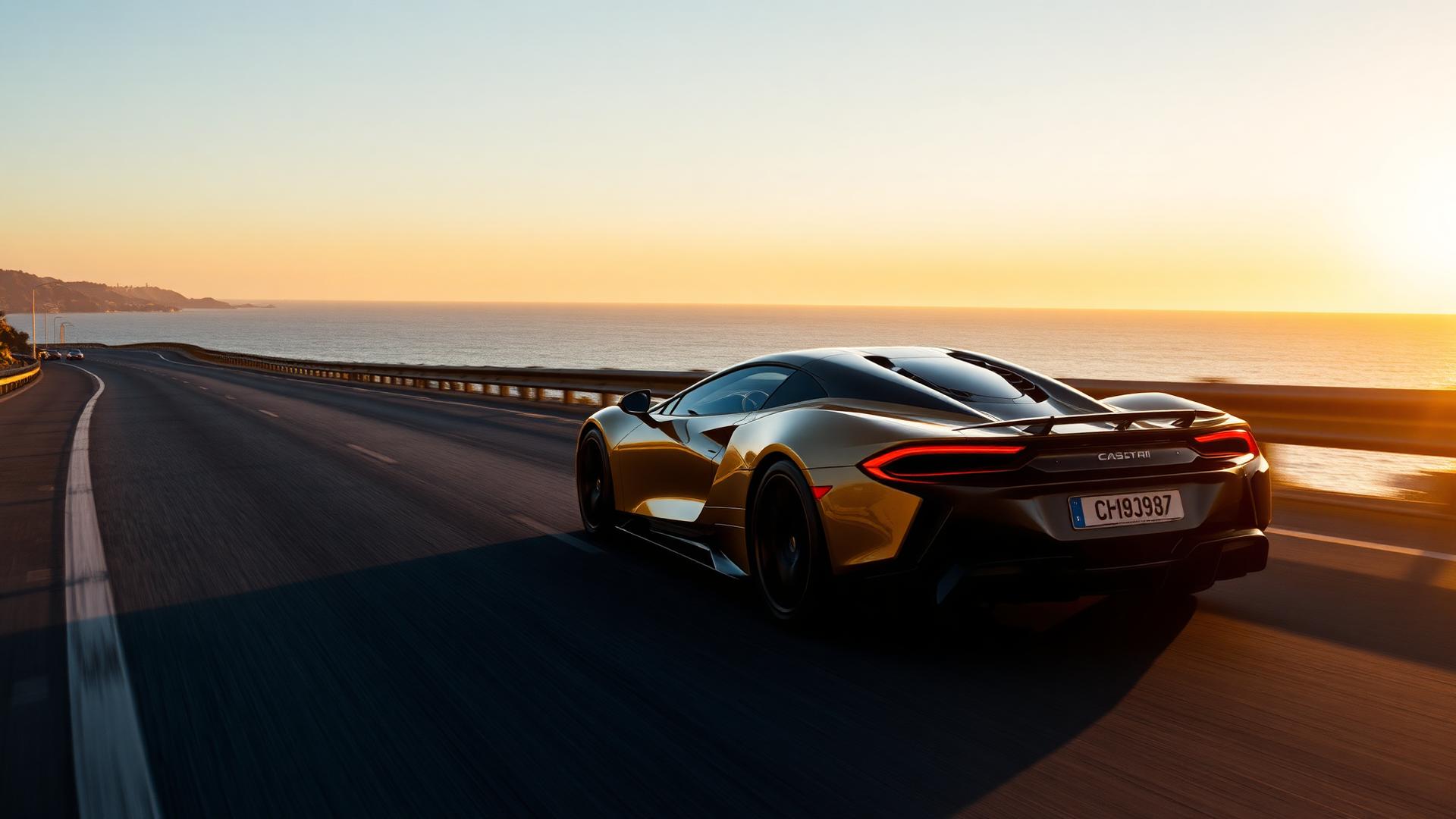 Luxury car on coastal highway